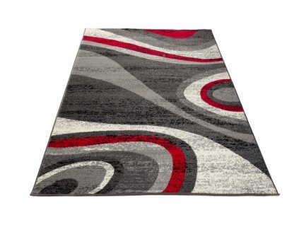 Kusový koberec CHEAP D317A tmavě šedý červený