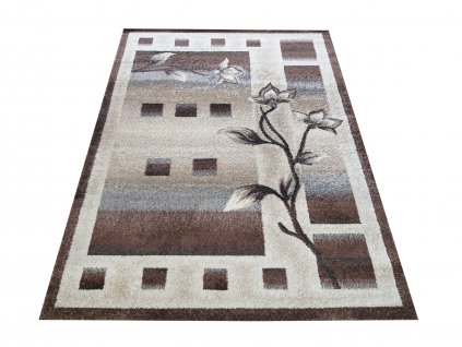 Kusový koberec moderní OTTO 02 Květy hnědý