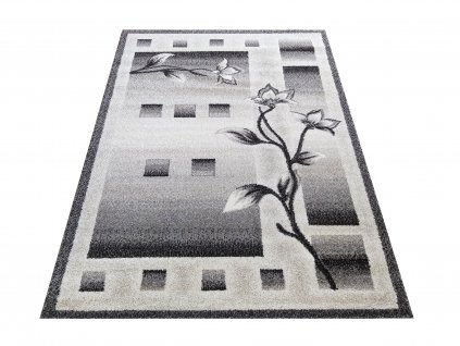 Kusový koberec moderní OTTO 02 Květy šedý