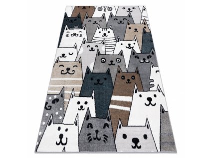 Dětský kusový koberec FUN Kočičky šedý
