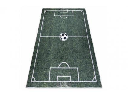 Dětský kusový koberec vhodný k praní BAMBINO 2138 Fotbalové hřiště protiskluzový zelený
