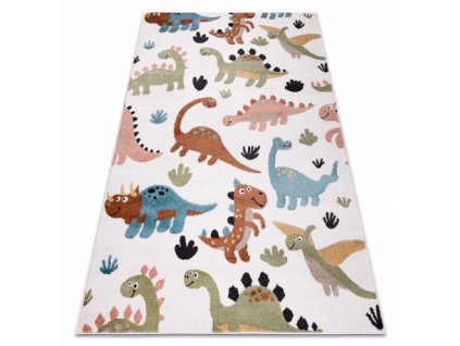 Dětský kusový koberec FUN Dinosauři krémový