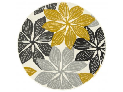 Kulatý koberec LUNA 501619/89935 Květy krémový žlutý