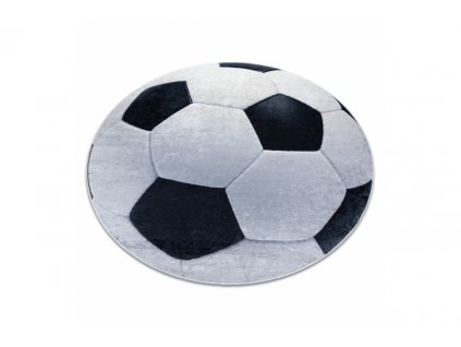 Dětský kusový koberec vhodný k praní BAMBINO 2139 Kopačák fotbalový balón protiskluzový černý bílý