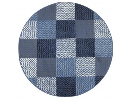 Kulatý koberec LUNA 503568/94955 Patchwork modrý