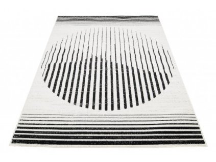 Moderní kusový koberec GRACE 5353A Geometrický krémový černý