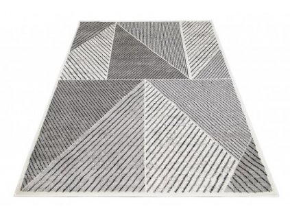 Moderní kusový koberec GRACE 6356B Geometrický tmavě šedý krémový