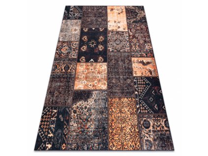 Kusový koberec ANTIKA Vhodný k praní patchwork moderní hnědý terakota