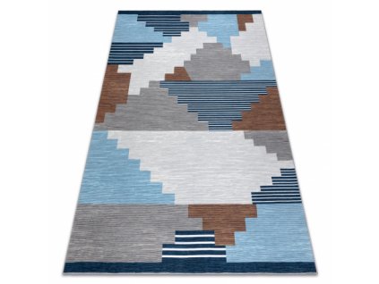 Kusový koberec ANTIKA 124 Vhodný k praní geometrický moderní béžový modrý