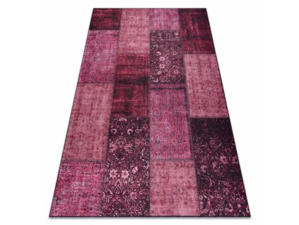 Kusový koberec ANTIKA 127 Vhodný k praní moderní patchwork růžový