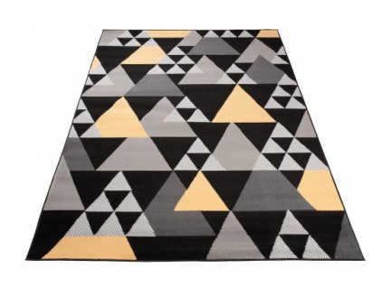 Kusový koberec moderní MAYA Z900C Trojúhelníky šedý žlutý