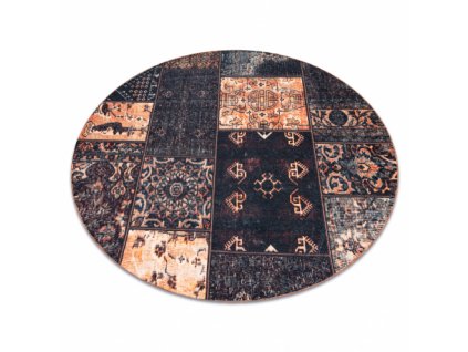 Kulatý koberec ANTIKA Vhodný k praní patchwork moderní hnědý terakota