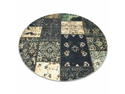 Kulatý koberec ANTIKA Vhodný k praní patchwork moderní zelený