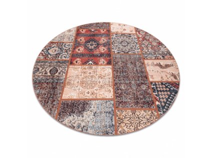 Kulatý koberec ANTIKA Vhodný k praní patchwork moderní terakota