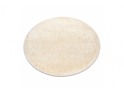 Kulatý shaggy koberec FLUFFY Jednobarevný krémový