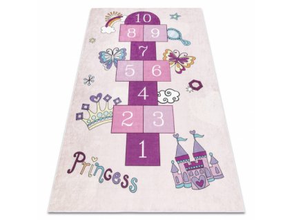 Dětský kusový koberec vhodný k praní BAMBINO 2285 Skákací panák protiskluzový růžový