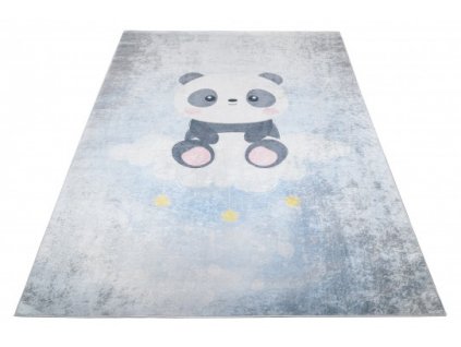 Dětský kusový koberec vhodný k praní BAMBINO 2776 Medvídek protiskluzový modrý