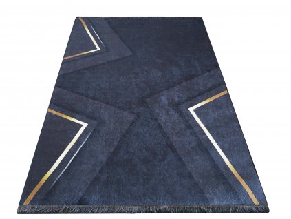 Moderní kusový koberec BLACK and GOLD 09 Geometrický protiskluzový černý zlatý