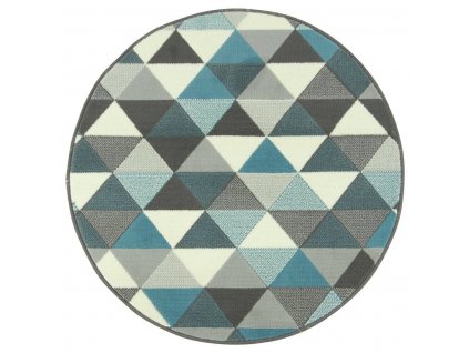 Kulatý koberec LUNA 503430/95832 trojúhelníky modrý