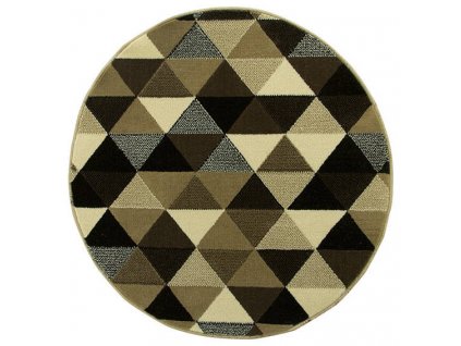 Kulatý koberec LUNA 503430/67911 trojúhelníky hnědý