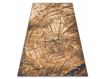 Kusový koberec BCF Morad PAŘEZ STROMU Dřevo šedý béžový staré zlato