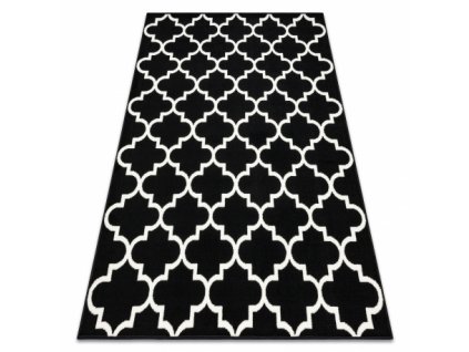 Kusový koberec BCF Morad TRELIS Geometrický černý krémový