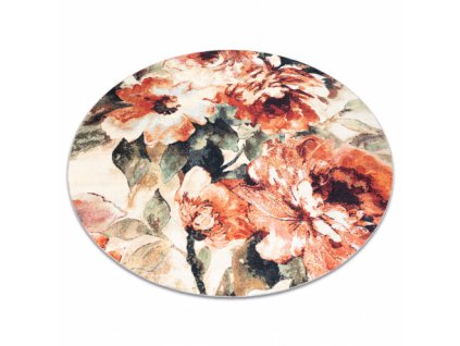 Kulatý koberec ANTIKA 24 Vhodný k praní moderní květy vícebarevný