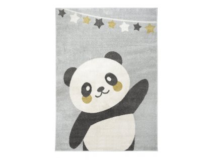 Dětský kusový koberec Emily Kids 5864A Míša Panda Šedý Žlutý