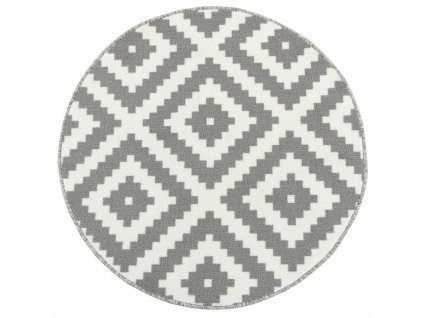 Kulatý koberec Romby 19 šedý pogumovaný