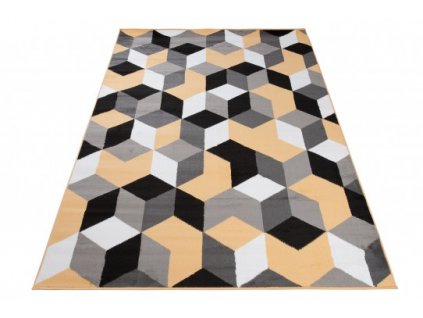 Kusový koberec moderní MAYA Q545A Kostky 3D žlutý šedý