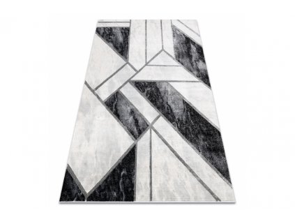 Kusový koberec EMERALD 81953 Luxusní geometrický moderní krémový stříbrný černý