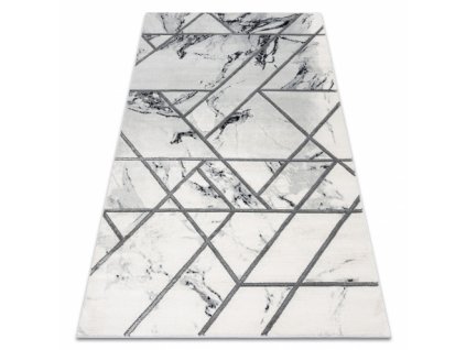 Kusový koberec EMERALD 0085 Luxusní moderní geometrický bílý stříbrný