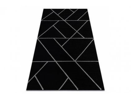 Kusový koberec EMERALD 7543 Luxusní geometrický moderní černý stříbrný