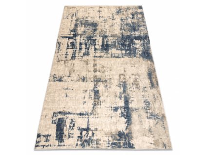 Vlněný kusový koberec NAIN 7005/50955 Abstraktní moderní béžový modrý