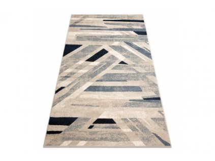 Vlněný kusový koberec NAIN 7706 51955 Geometrický moderní béžový modrý