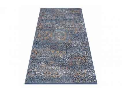 Vlněný kusový koberec NAIN 7708 51911 Klasický moderní modrý pomerančový