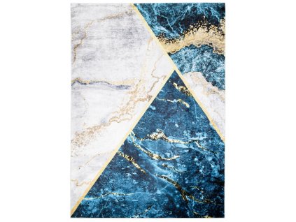 Kusový koberec pratelný TOSCANA 2430 Moderní pogumovaný modrý krémový zlatý