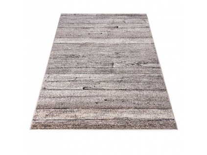 Kusový koberec PETRA 3041 1 244 Desky Dřevo Moderní hnědý šedý béžový