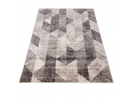 Kusový koberec PETRA 3019 1 244 Geometrický Moderní šedý béžový hnědý