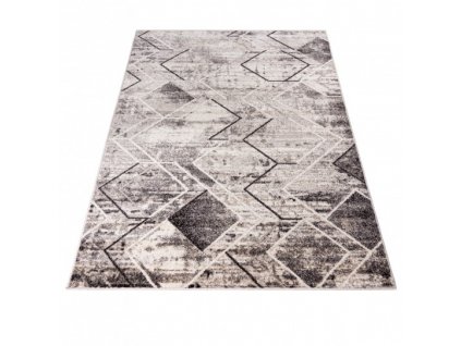 Kusový koberec PETRA 3039 1 244 Moderní Geometrický šedý béžový hnědý