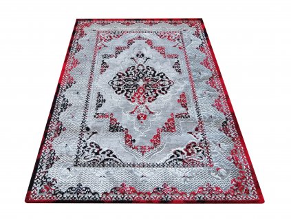 Kusový klasický koberec Angora 02 Luxusní červený šedý béžový