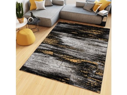 Kusový koberec moderní MAYA Z905A šedý černý žlutý