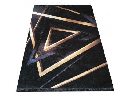 Moderní kusový koberec BLACK and GOLD 03 Geometrický protiskluzový černý zlatý1