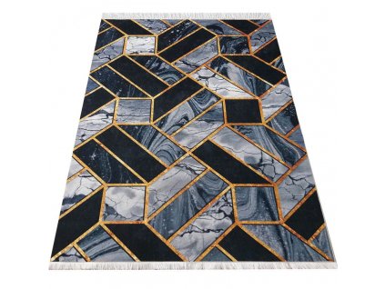 Moderní kusový koberec BLACK and GOLD 04 Geometrický protiskluzový černý zlatý1