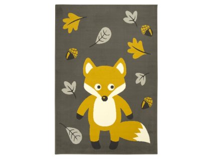 Dětský kusový koberec LUNA KIDS 534431/89915 Liška šedý / hořčicový