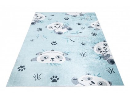 Dětský kusový koberec vhodný k praní BAMBINO 36460 Medvídci Koala protiskluzový modrý krémový