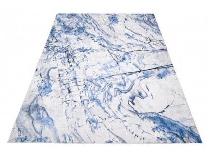 Kusový koberec pratelný TOSCANA 97850 Abstraktní Mramor pogumovaný krémový modrý