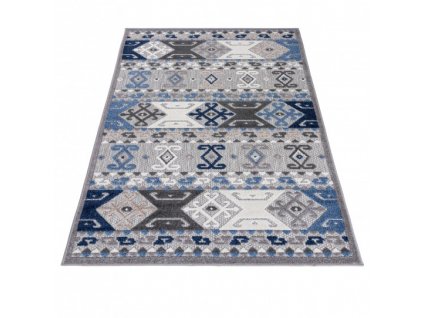 Moderní kusový koberec AVENTURA ED45A  Skandinávský šedý / modrý