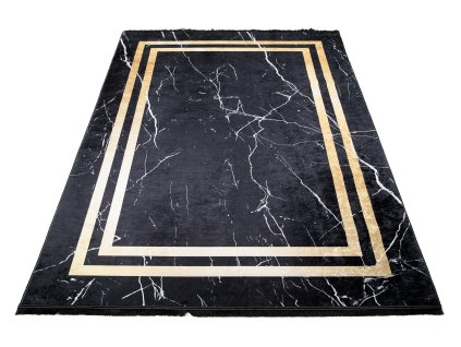 Kusový koberec pratelný TOSCANA 23483 Klasický Moderní pogumovaný černý zlatý2