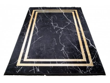 Kusový koberec pratelný TOSCANA 23483 Klasický Moderní pogumovaný černý zlatý